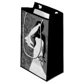 Petit Sac Cadeau Silhouette de mariée noire dans une robe de mariée (Devant Angle)