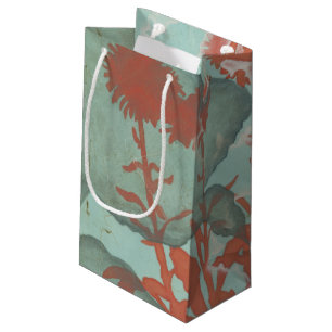 Petit Sac Cadeau Silhouette des fleurs rouges sur l'arrière - plan