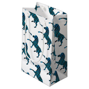 Petit Sac Cadeau Silhouette noir et bleu Zebra