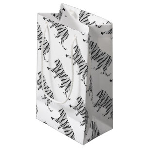 Petit Sac Cadeau Silhouette Tiger noir et blanc
