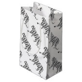 Petit Sac Cadeau Silhouette Tiger noir et blanc (Dos Angle)