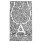 Petit Sac Cadeau Silver Sparkle Glitter Monogram Name & Initial (Dos)