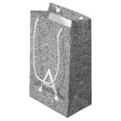 Petit Sac Cadeau Silver Sparkle Glitter Monogram Name & Initial (Devant Angle)