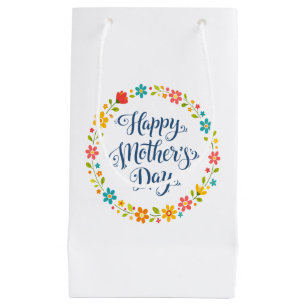 Petit Sac Cadeau Simple Bonne Fête des Mères Floral Calligraphie   