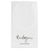 Petit Sac Cadeau Simple calligraphie script vert sauge cœur mariage (Dos)