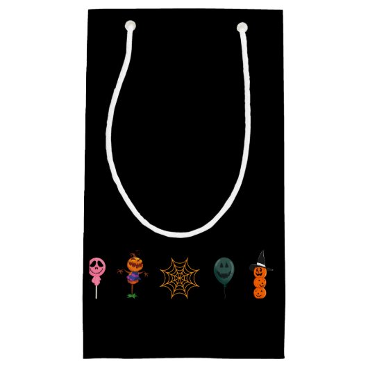 Petit Sac Cadeau Simple Citrouille d'Halloween face fantôme flippan (Devant)