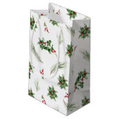 Petit Sac Cadeau Simple classique Holly Berry Aquarelle Noël (Dos Angle)