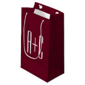 Petit Sac Cadeau Simple Couples | White & Burgundy (Devant Angle)