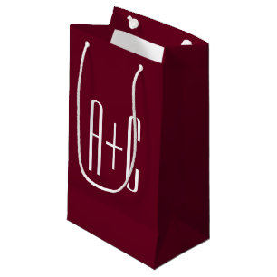 Petit Sac Cadeau Simple Couples White & Burgundy