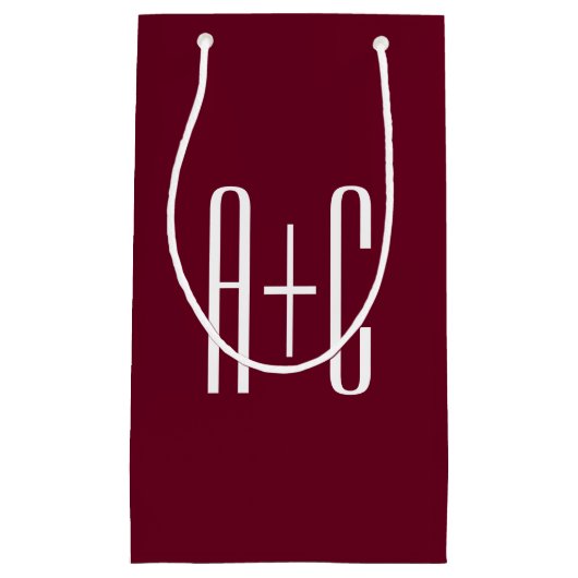 Petit Sac Cadeau Simple Couples | White & Burgundy (Devant)