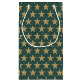 Petit Sac Cadeau Simple Emerald Green & Star Gold Christmas (Dos)