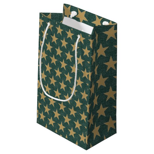 Petit Sac Cadeau Simple Emerald Green & Star Gold Christmas (Dos Angle)