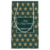 Petit Sac Cadeau Simple Emerald Green & Star Gold Christmas (Devant)