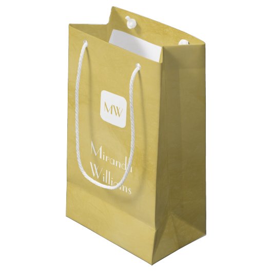 Petit Sac Cadeau Simple et chic Goldenrod Yellow Monogramme et nom (Devant Angle)