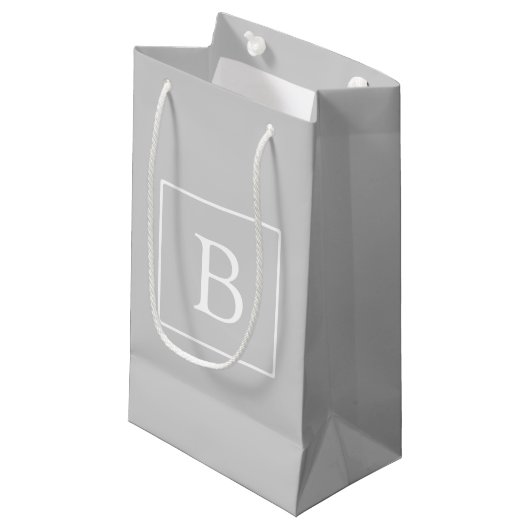 Petit Sac Cadeau Simple Light Grey monogram (Devant Angle)