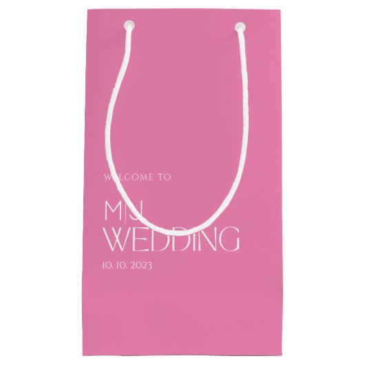 Petit Sac Cadeau Simple mais mignon Mariage blanc & rose Accueil (Devant)
