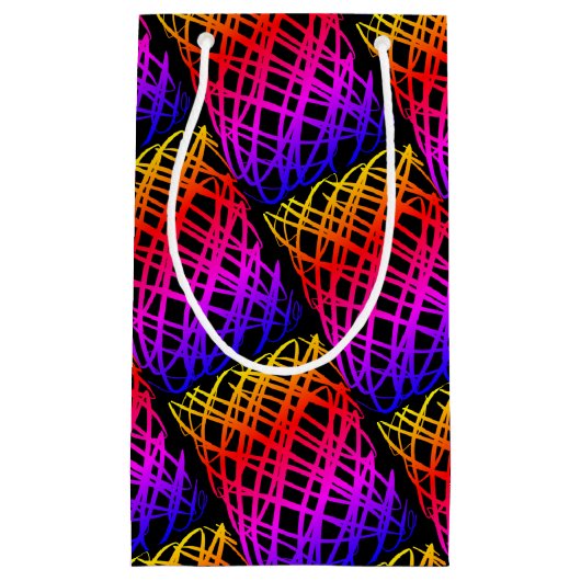 Petit Sac Cadeau Simple Scribble | Half Drop | Arrière - plan noir (Devant)