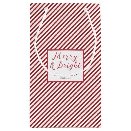 Petit Sac Cadeau Simples rayures rouges et blanches Joyeuses et lum (Dos)