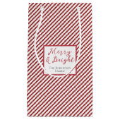 Petit Sac Cadeau Simples rayures rouges et blanches Joyeuses et lum (Devant)