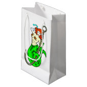 Petit Sac Cadeau sirène à queue verte (Devant Angle)