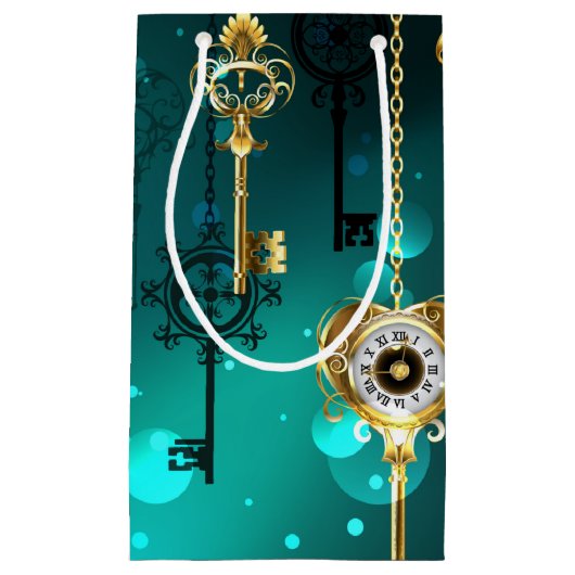 Petit Sac Cadeau Skeleton Keys on Green Background (Devant)