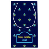 Petit Sac Cadeau Sky Blue Robot Motif Navy Blue Cadeau (Dos)