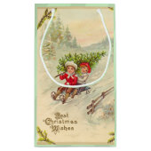 Petit Sac Cadeau Sledding vintage d'enfants de Noël (Dos)