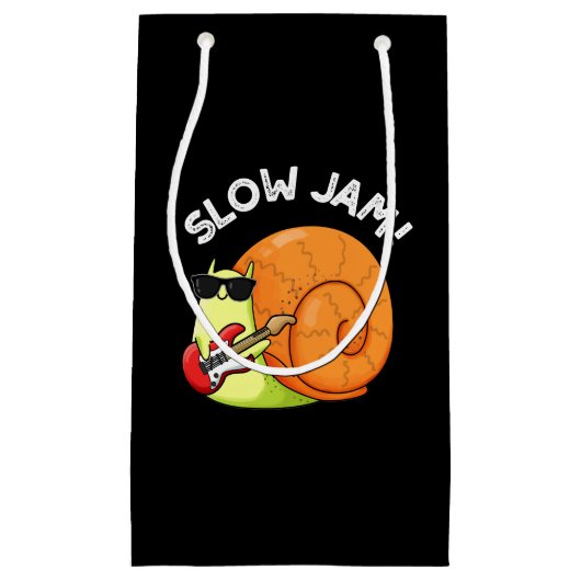 Petit Sac Cadeau Slow Jam Funny Musique Snail Pun Dark BG (Devant)