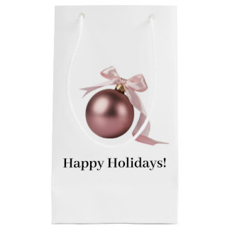 PETIT SAC CADEAU SMALL DUSTY ROSE HOLIDAY ORNAMENT GIFT BAG