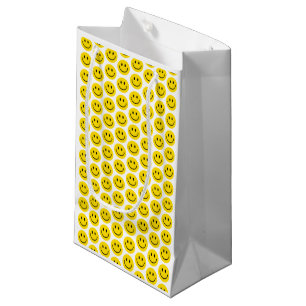 Petit Sac Cadeau Smile Jaune Noir Blanc Joyeux Amusant Emoji Retro
