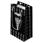 Petit Sac Cadeau Smoking noir avec la cravate d'arc (Devant Angle)