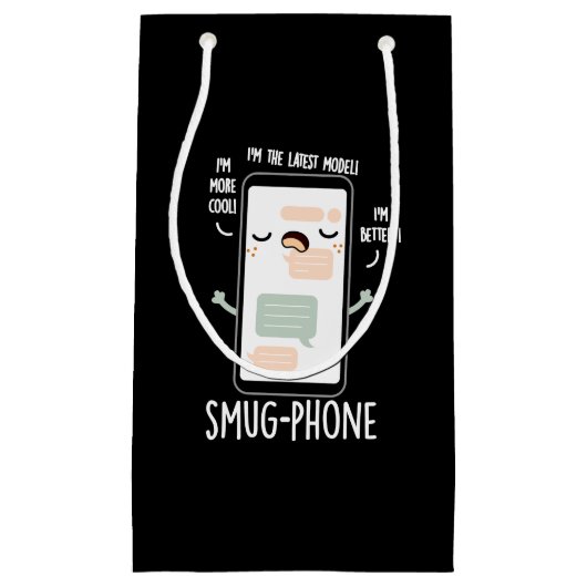 Petit Sac Cadeau Smug Phone Funky Cellphone Pun Dark BG (Devant)