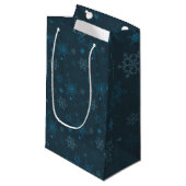 Petit Sac Cadeau Snowflake hiver bleu sans couture motif (Devant Angle)
