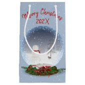 Petit Sac Cadeau Snowman Dans Le Globe Des Neiges De Noël (Devant)