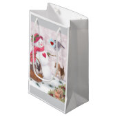 Petit Sac Cadeau Snowman Whimsical avec Animaux Paix (Devant Angle)