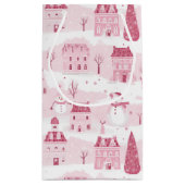 Petit Sac Cadeau Snowy Pink Christmas Village (Dos)