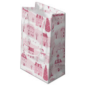 Petit Sac Cadeau Snowy Pink Christmas Village (Dos Angle)