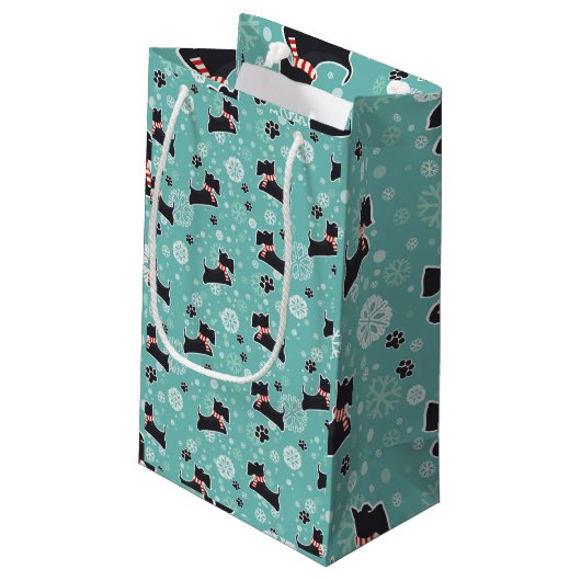 Petit Sac Cadeau Snowy Scottie Chien Motif de Noël (Dos Angle)