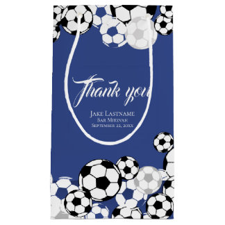 Petit Sac Cadeau Soccer Bleu Invitationnel avec texte