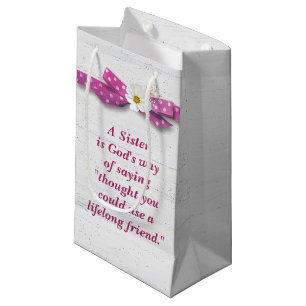 Petit Sac Cadeau Soeur Anniversaire avec Ruban Polka Dot