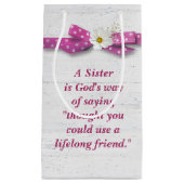 Petit Sac Cadeau Soeur Anniversaire avec Ruban Polka Dot (Devant)