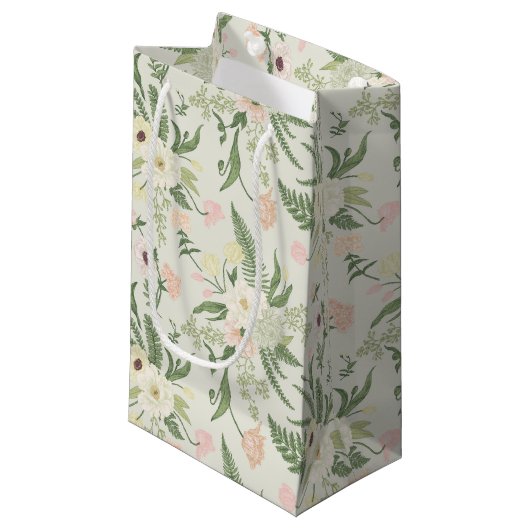 Petit Sac Cadeau Soft Mint Green Garden Motif (Devant Angle)