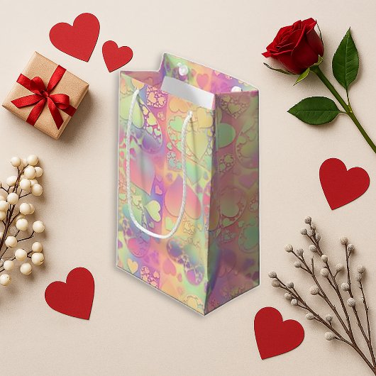 Petit Sac Cadeau Soft Rainbow Pastel Kawaii Heart Pattern Design