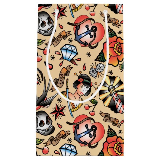 Petit Sac Cadeau Soirée carrelée pour les amateurs de tatouage (Devant)