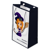 Petit Sac Cadeau Sorcière mignonne en Casquette violet Halloween (Dos Angle)