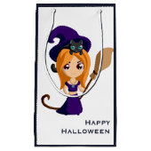 Petit Sac Cadeau Sorcière mignonne en Casquette violet Halloween (Devant)