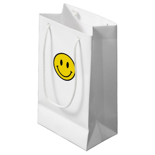 Petit Sac Cadeau Sourire Jaune Rouge Noir Blanc Joyeux Visage Emoji (Devant Angle)
