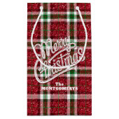 Petit Sac Cadeau Sparkly Christmas Plaid  (Dos)