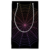 Petit Sac Cadeau Spider web noir violet orange motif Halloween (Devant)