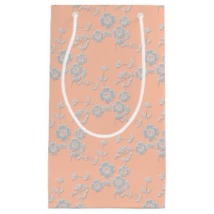 Petit Sac Cadeau Spray floral Style 1, Sac-cadeau PEACH-BLANC